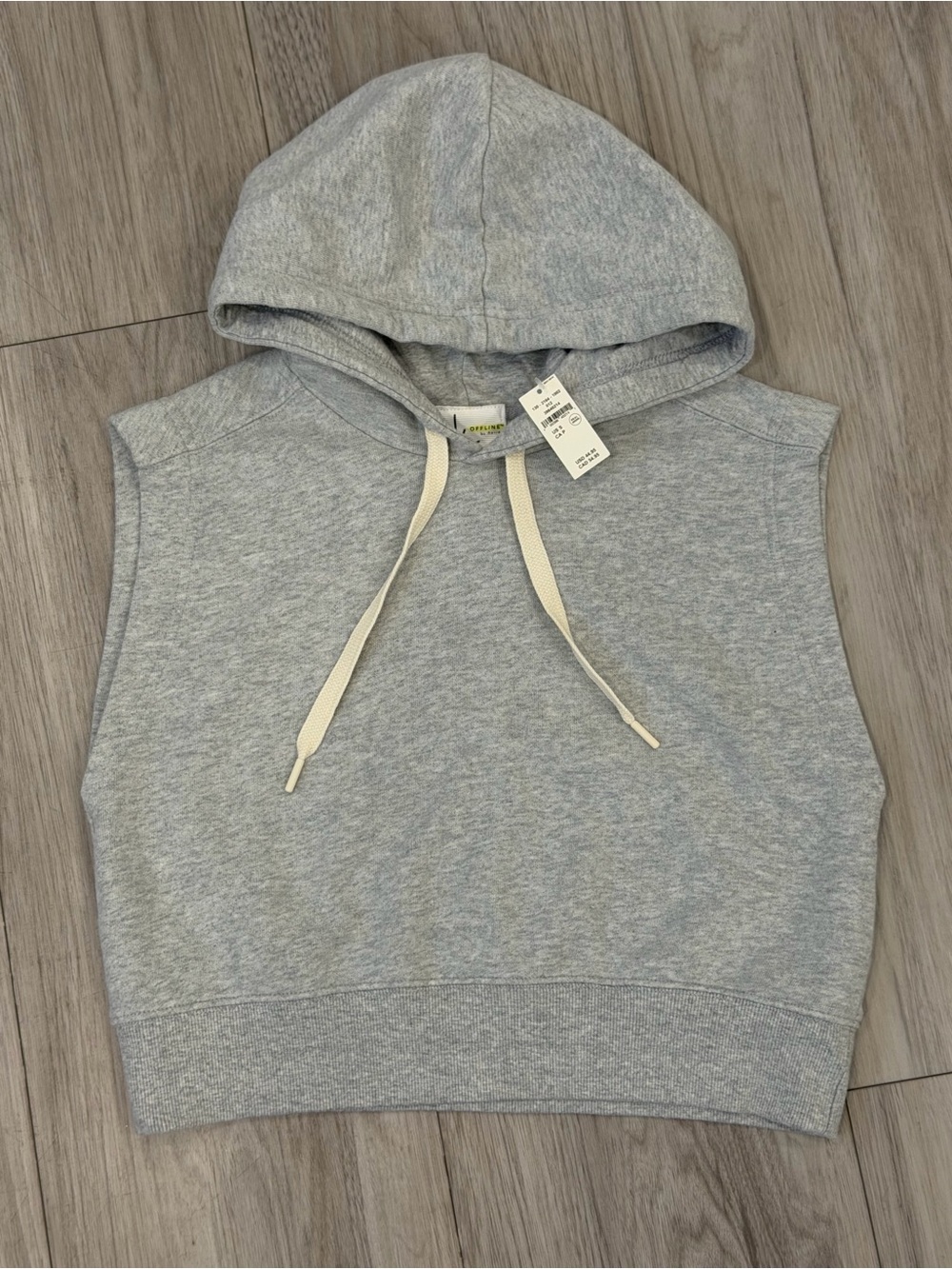NWT OFFLINE by Aerie Heather Gray Sleeveless Cropped Hoodie